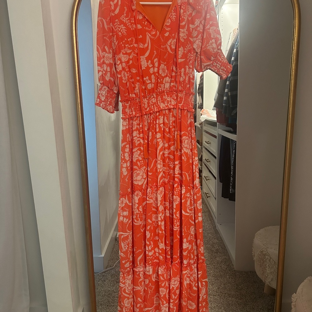 Floral Orange Maxi Dress